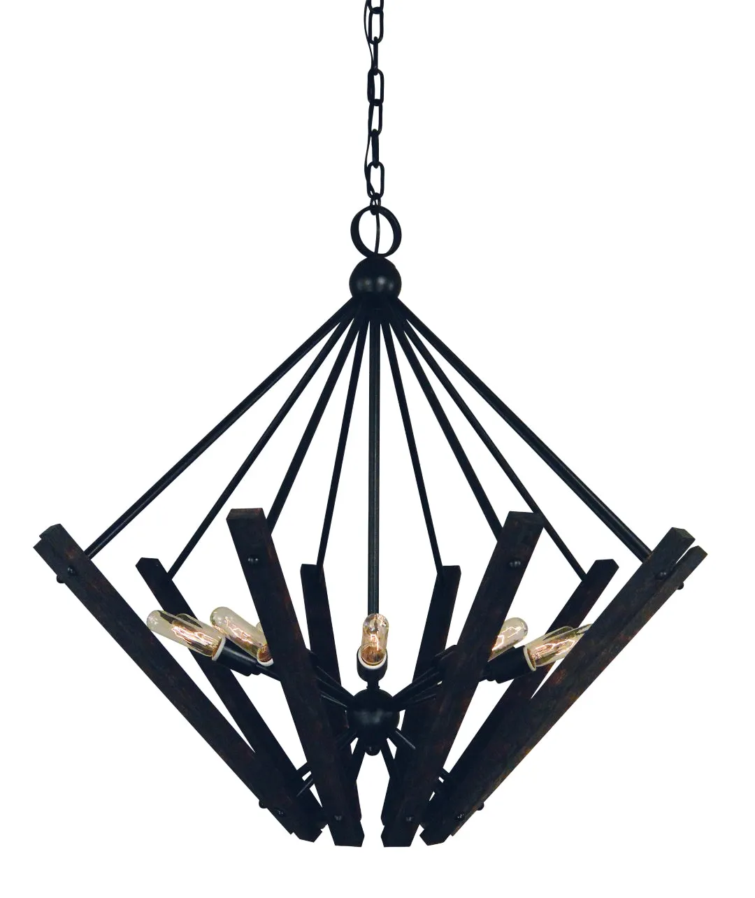 10-Light Matte Black Rustic Chic Chandelier - Handcrafted USA Foyer Lighting for Elegant Spaces