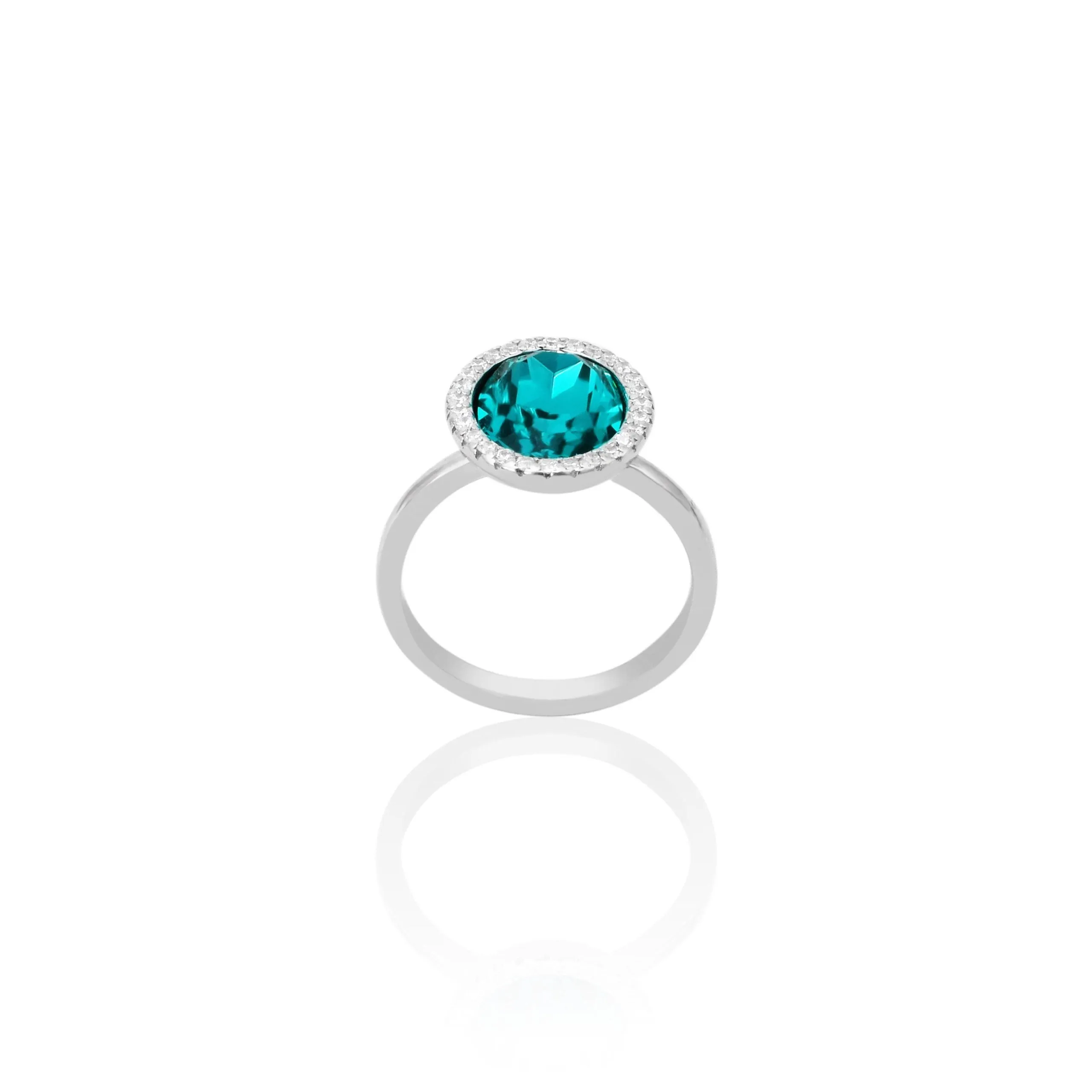 925 Silver Oval Sky-Blue Zircon Ring for Girls