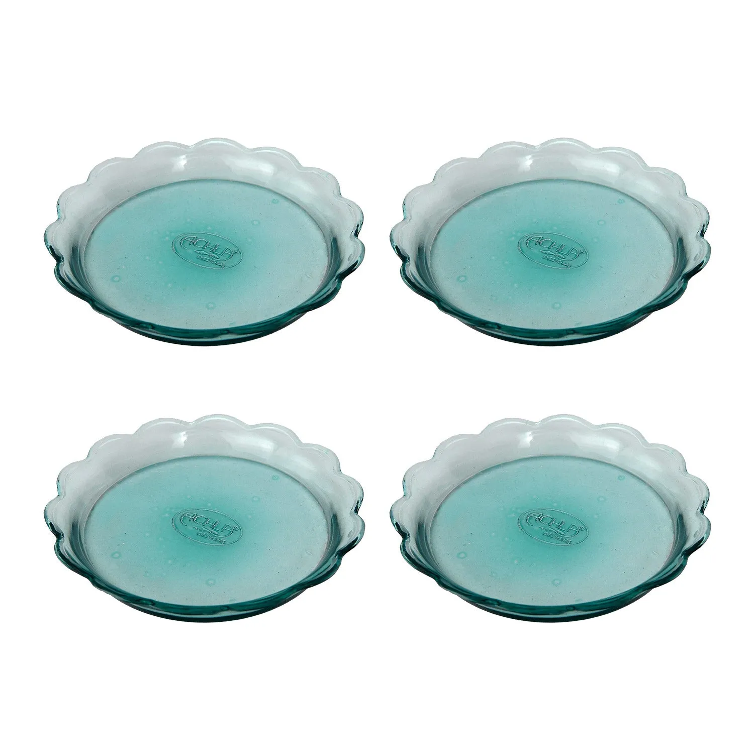 Achla Designs Scalloped Rim Recycled Glass Tray 4-Pack