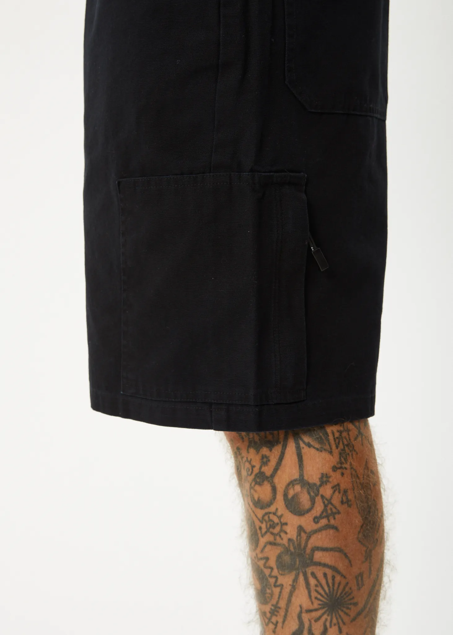 AFENDS Mens Harper - Canvas Carpenter Shorts 22" - Black