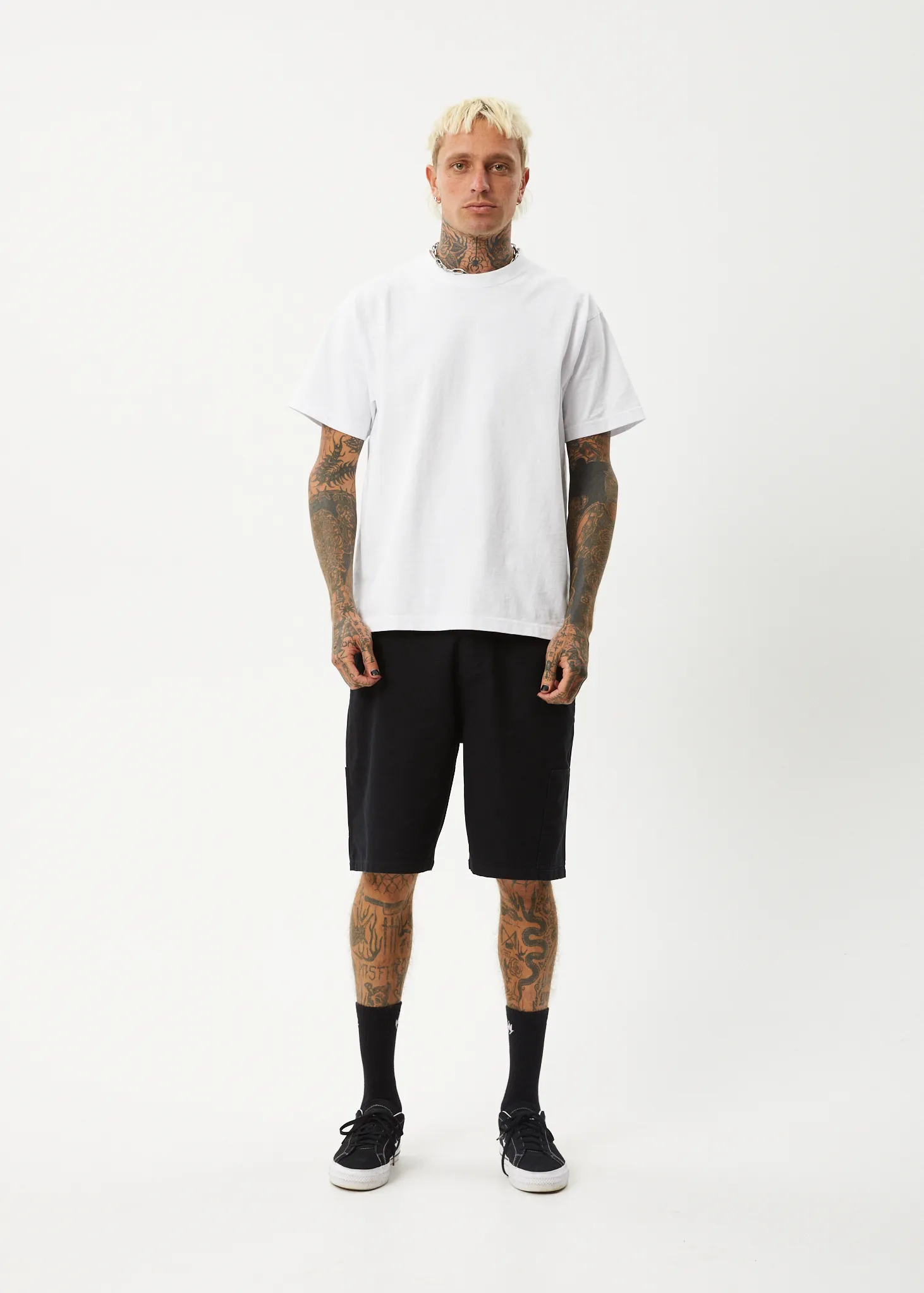 AFENDS Mens Harper - Canvas Carpenter Shorts 22" - Black
