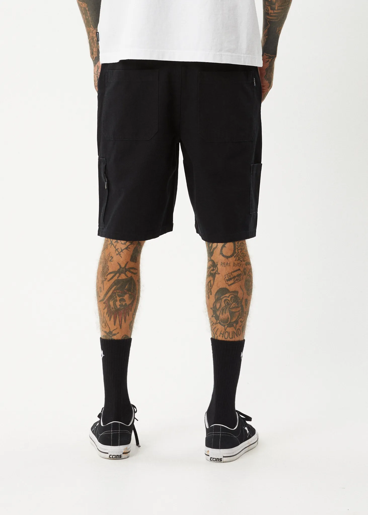 AFENDS Mens Harper - Canvas Carpenter Shorts 22" - Black
