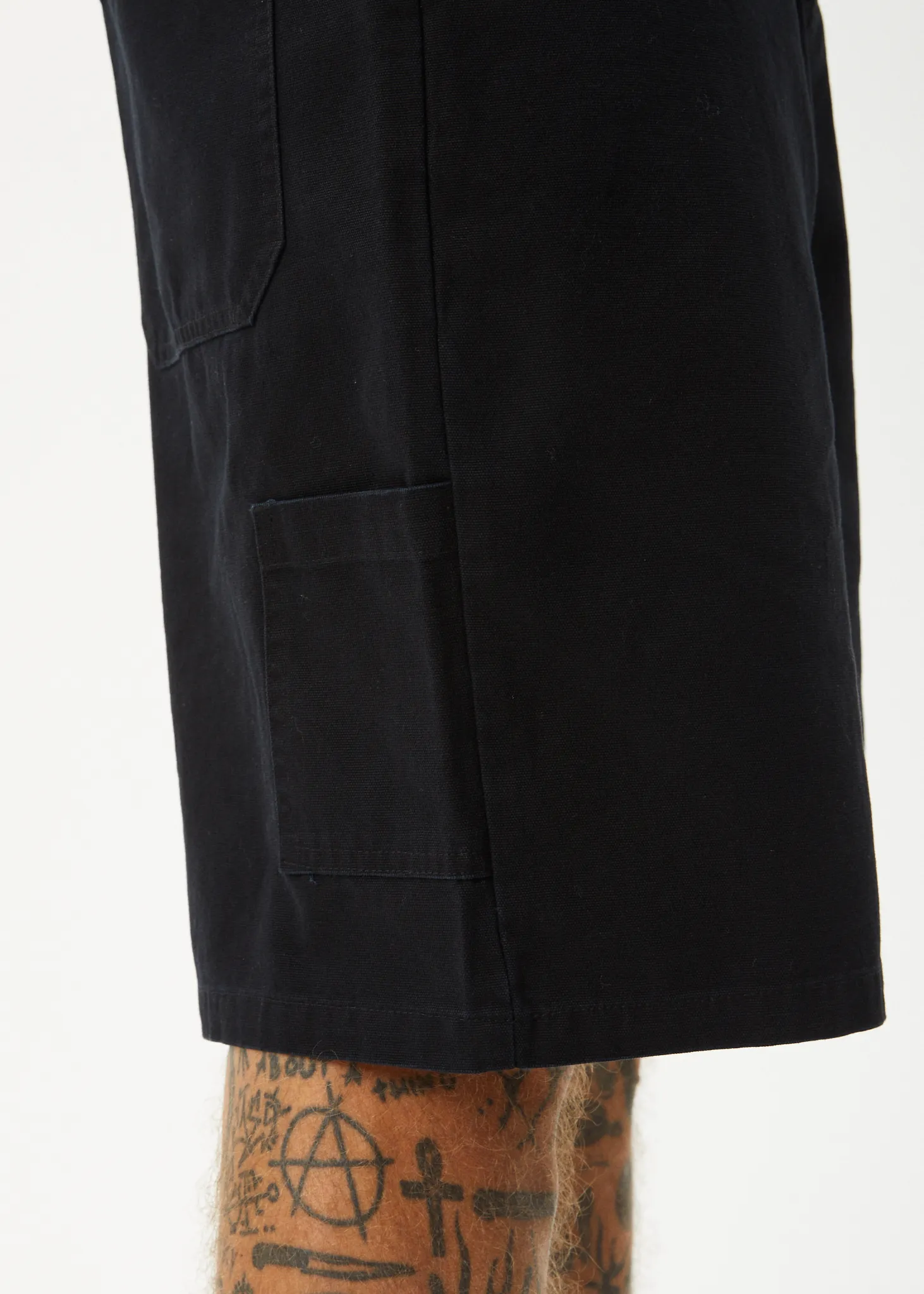 AFENDS Mens Harper - Canvas Carpenter Shorts 22" - Black