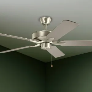 Basics Pro 52 Inch Brushed Nickel Ceiling Fan with Pull Chain