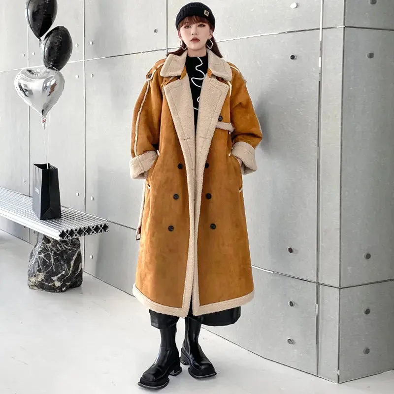 Beat the Winter Blues with Stylish Women's Suede Long Coats