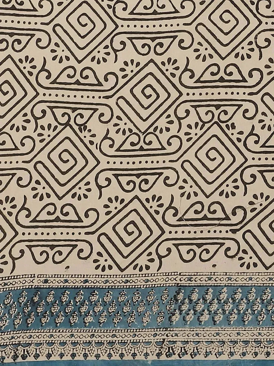Beige Printed Cotton Saree
