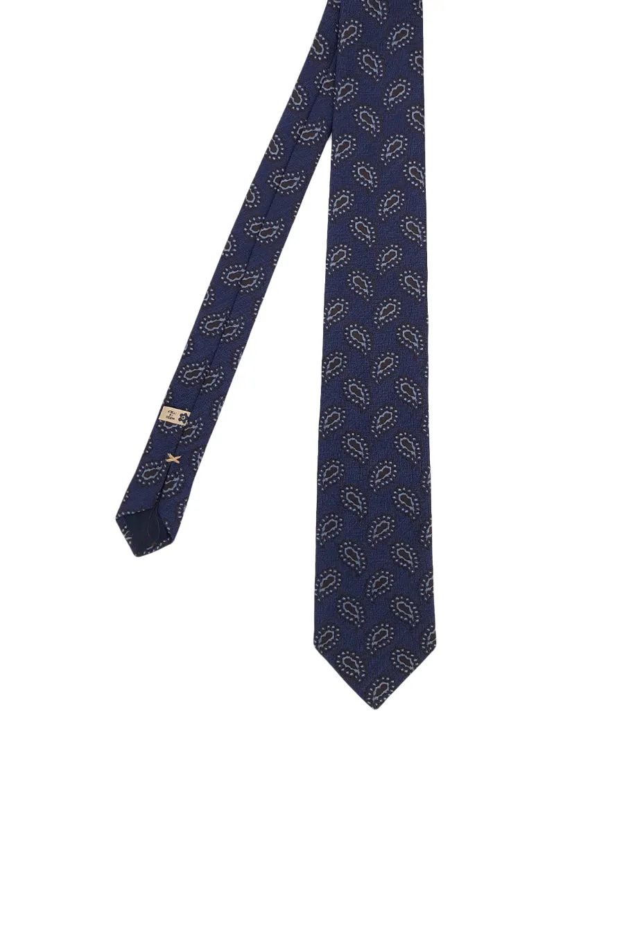 Blue jacquard vintage paisley tie pure silk