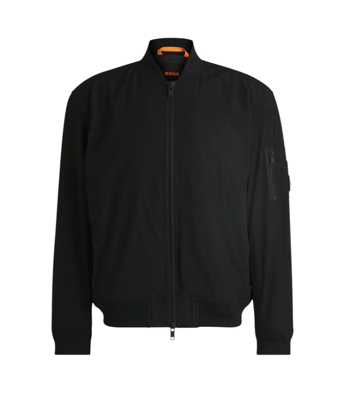 Boss Zwart Jas Met Ritszak Op De Mouw
