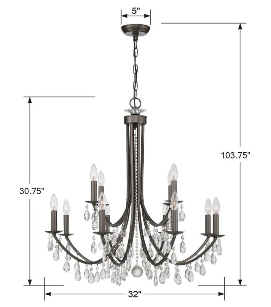 Bridgehampton 12 Light Spectra Crystal Vibrant Bronze Chandelier