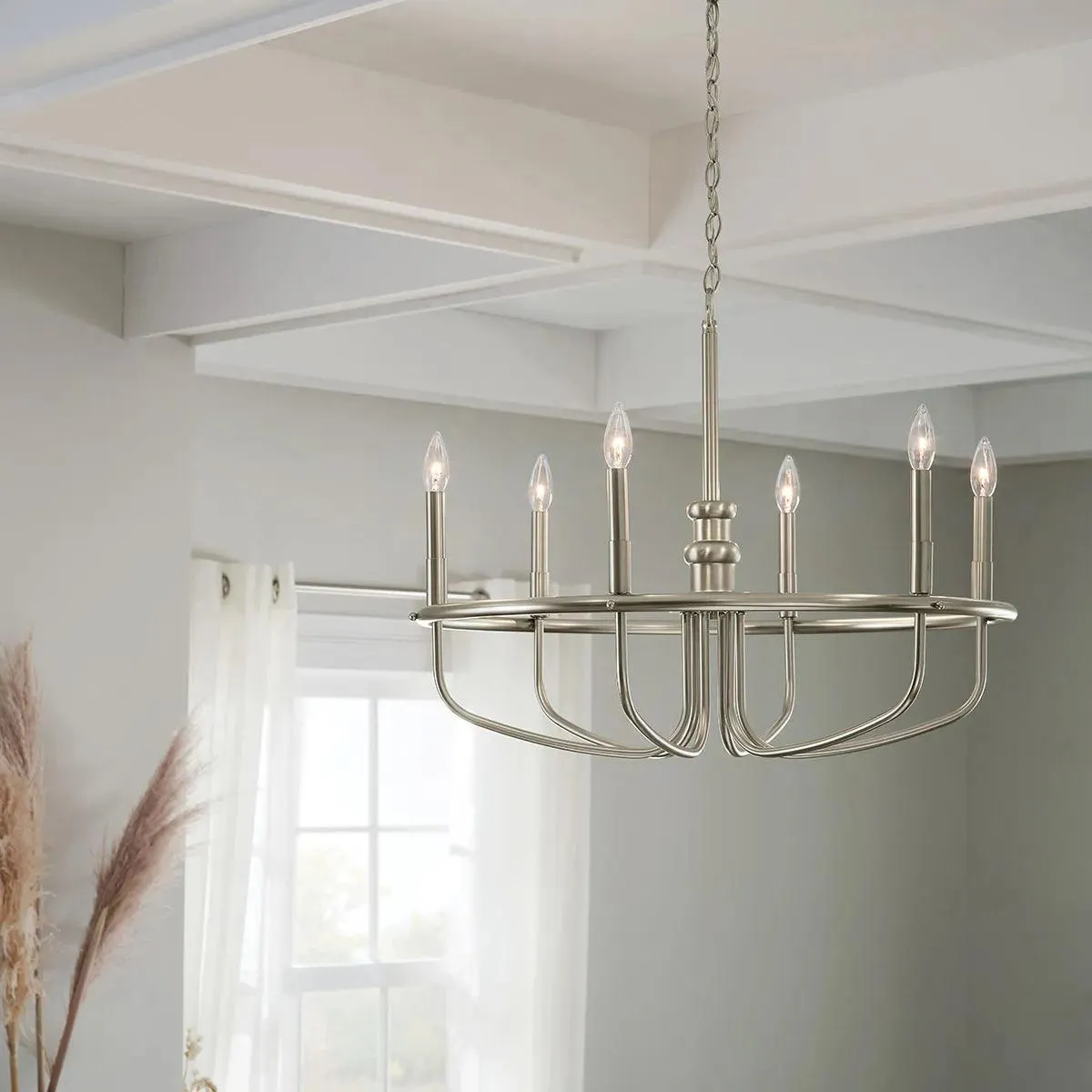 Capitol Hill 29" 6-Light Chandelier 1-Tier, Brushed Nickel Finish