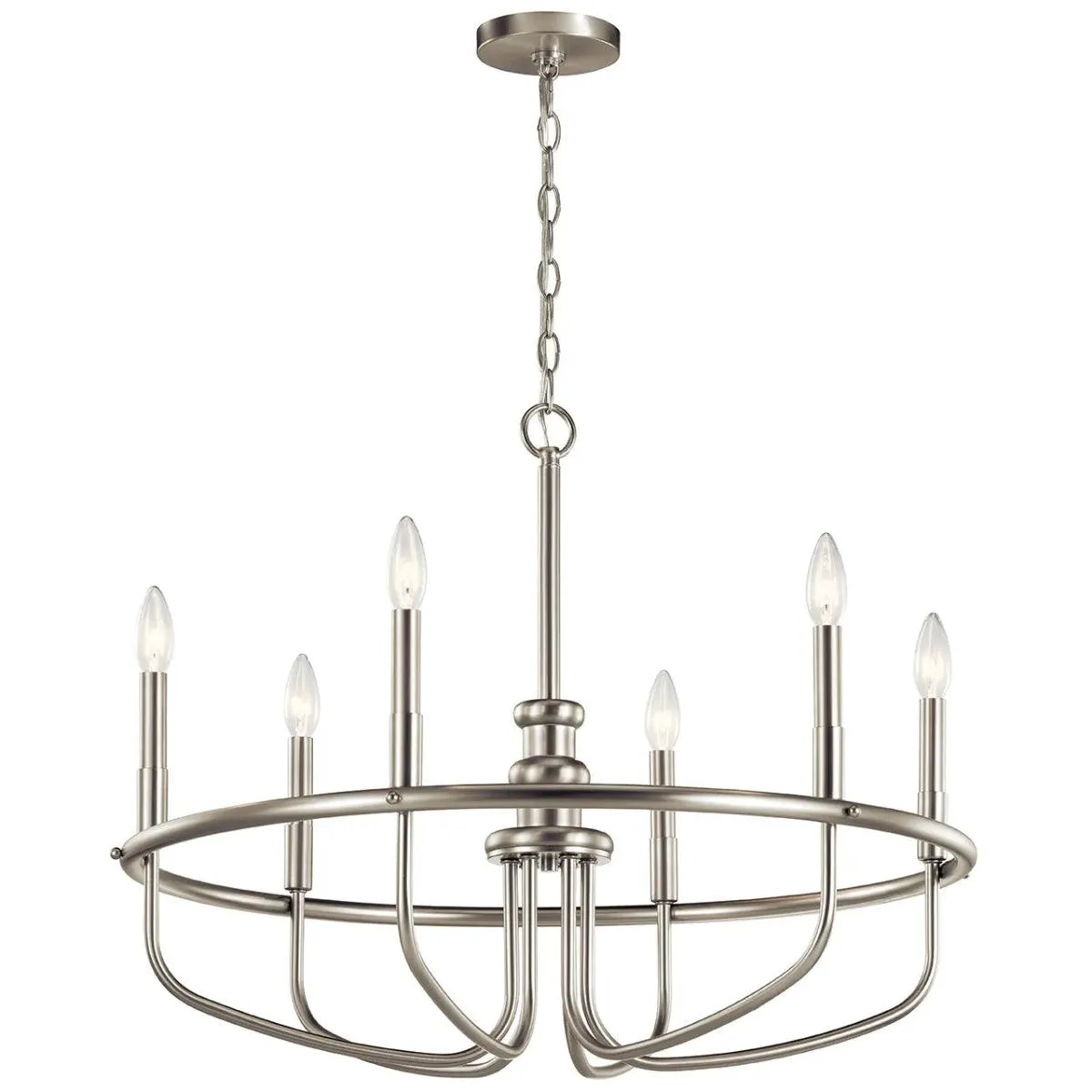 Capitol Hill 29" 6-Light Chandelier 1-Tier, Brushed Nickel Finish
