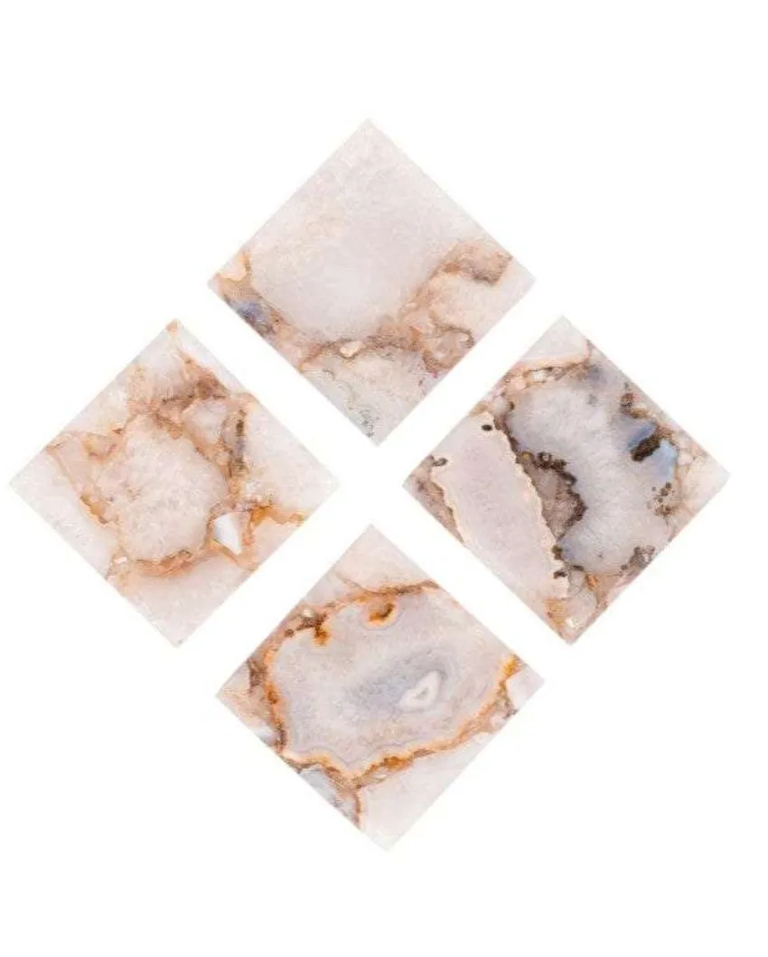 Classic Agate Square Stone Coaster | Set of 4