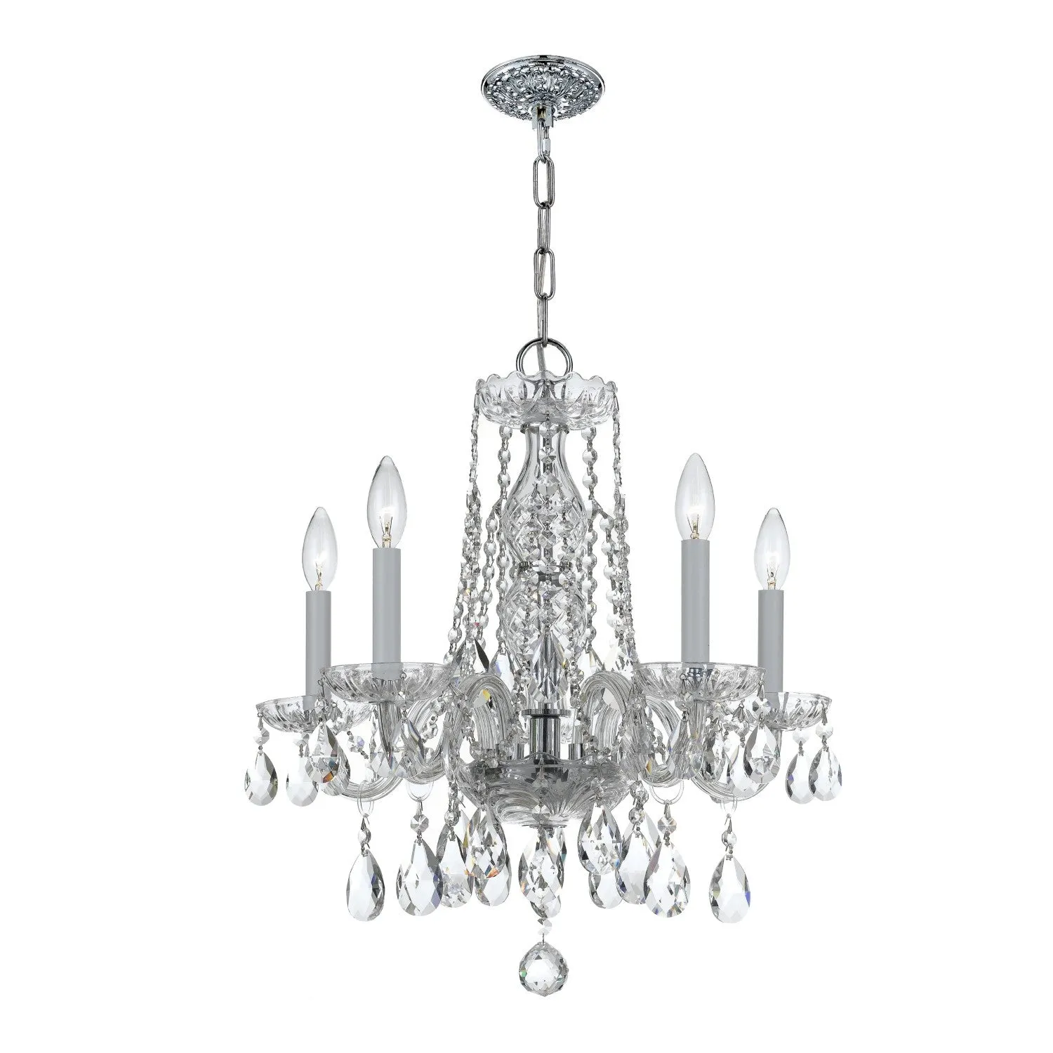 Crystorama 1061-CL-MWP Traditional Crystal 5 Light Hand Cut Crystal Mini Chandelier