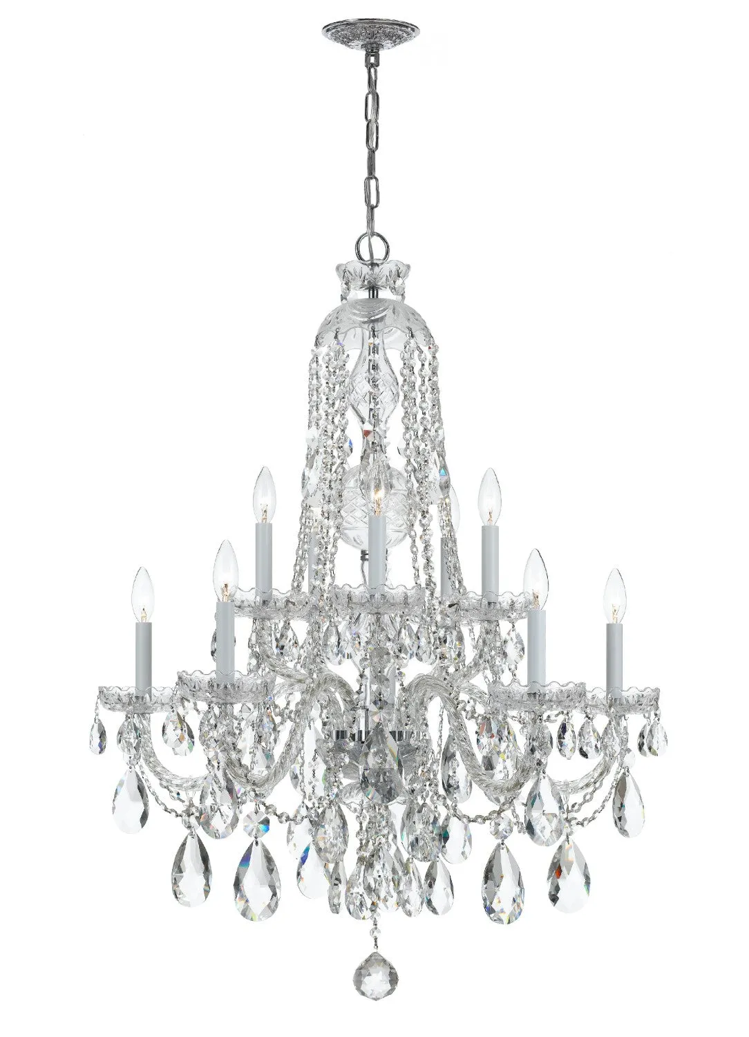Crystorama 1110-CL-MWP Traditional Crystal 10 Light Hand Cut Crystal Chandelier