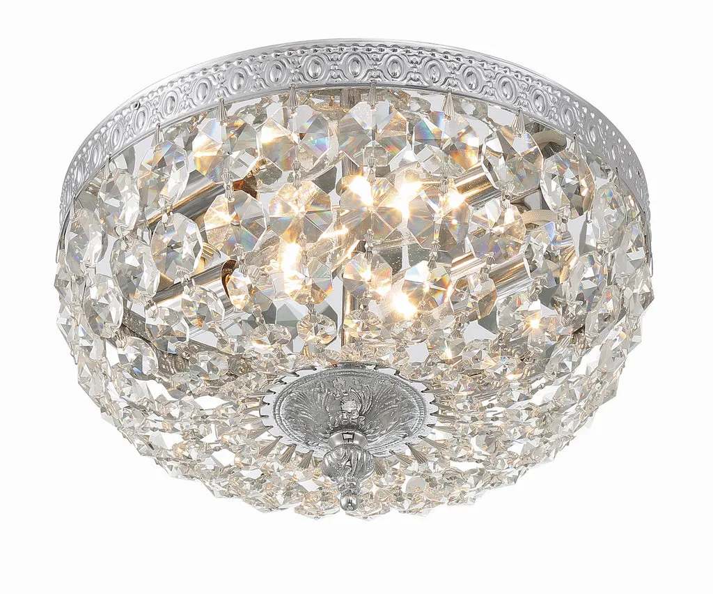 Crystorama 2 Light Clear Italian Crystal Polished Chrome Flush Mount