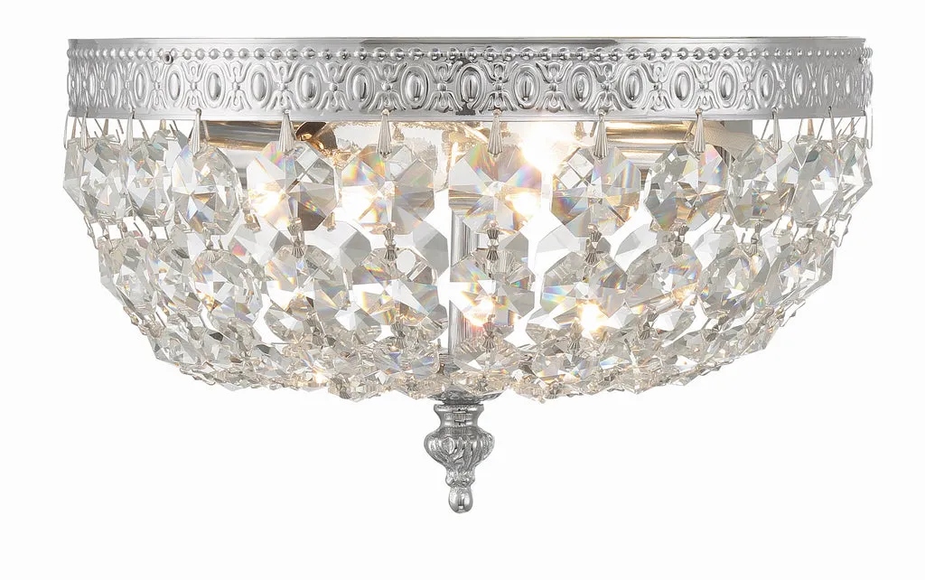 Crystorama 2 Light Clear Italian Crystal Polished Chrome Flush Mount