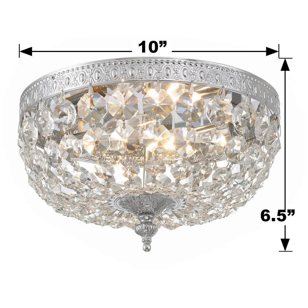 Crystorama 2 Light Clear Italian Crystal Polished Chrome Flush Mount