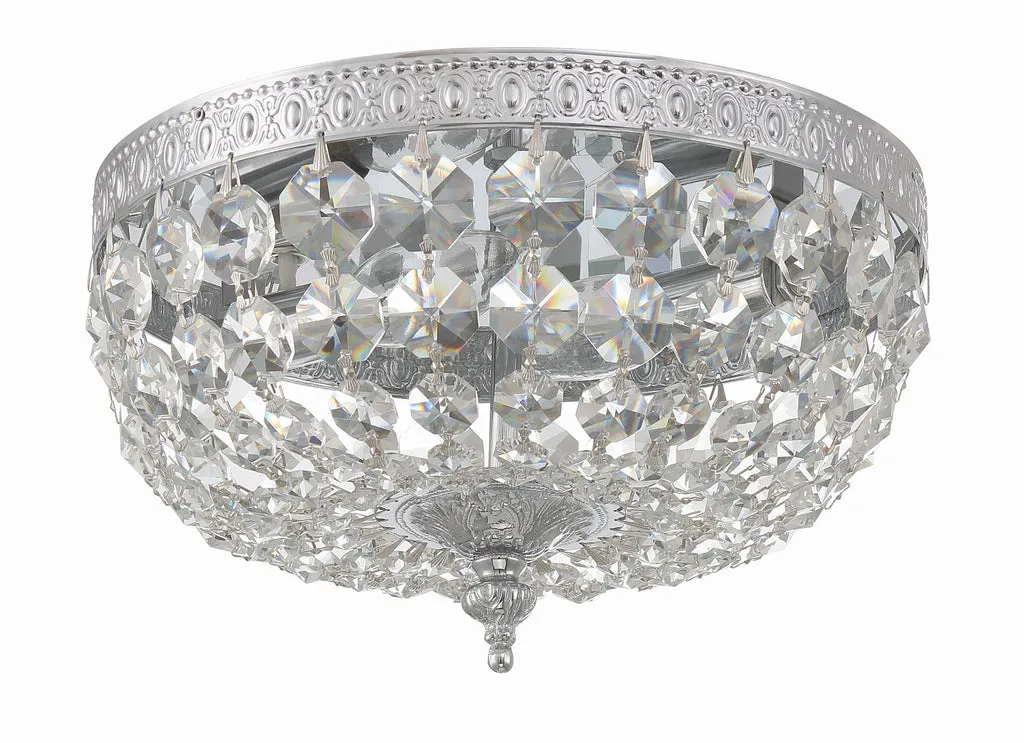 Crystorama 2 Light Hand Cut Crystal Polished Chrome Flush Mount