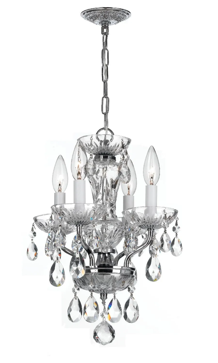 Crystorama 5534-CL-I Traditional Crystal 4 Light Clear Italian Crystal Mini Chandelier