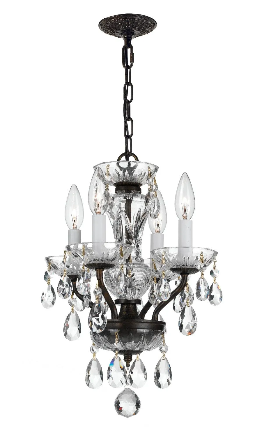 Crystorama 5534-CL-I Traditional Crystal 4 Light Clear Italian Crystal Mini Chandelier
