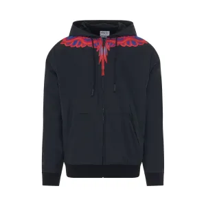 Curves Wings Nylon Hooded Jacket in Black/Red