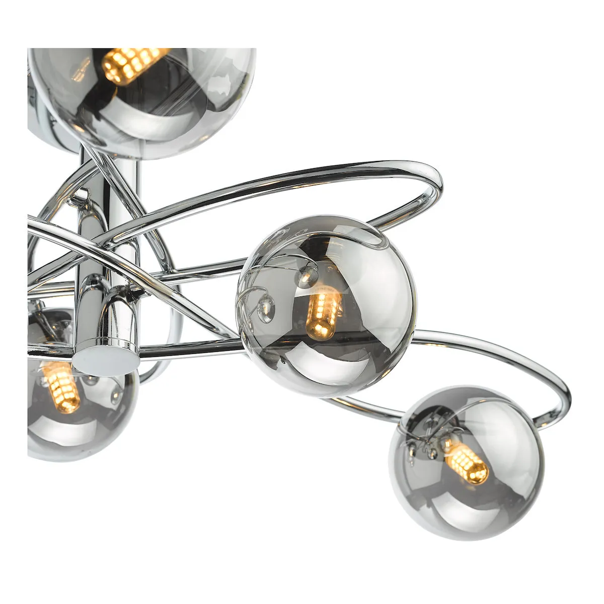 Dar Lysandra 6 Light Semi-Flush Polished Chrome and Smoked Glass