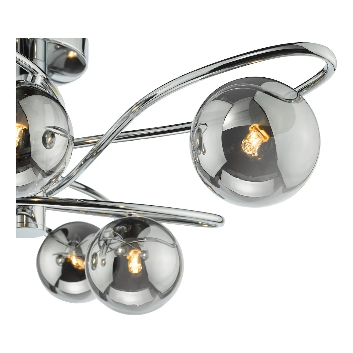 Dar Lysandra 6 Light Semi-Flush Polished Chrome and Smoked Glass