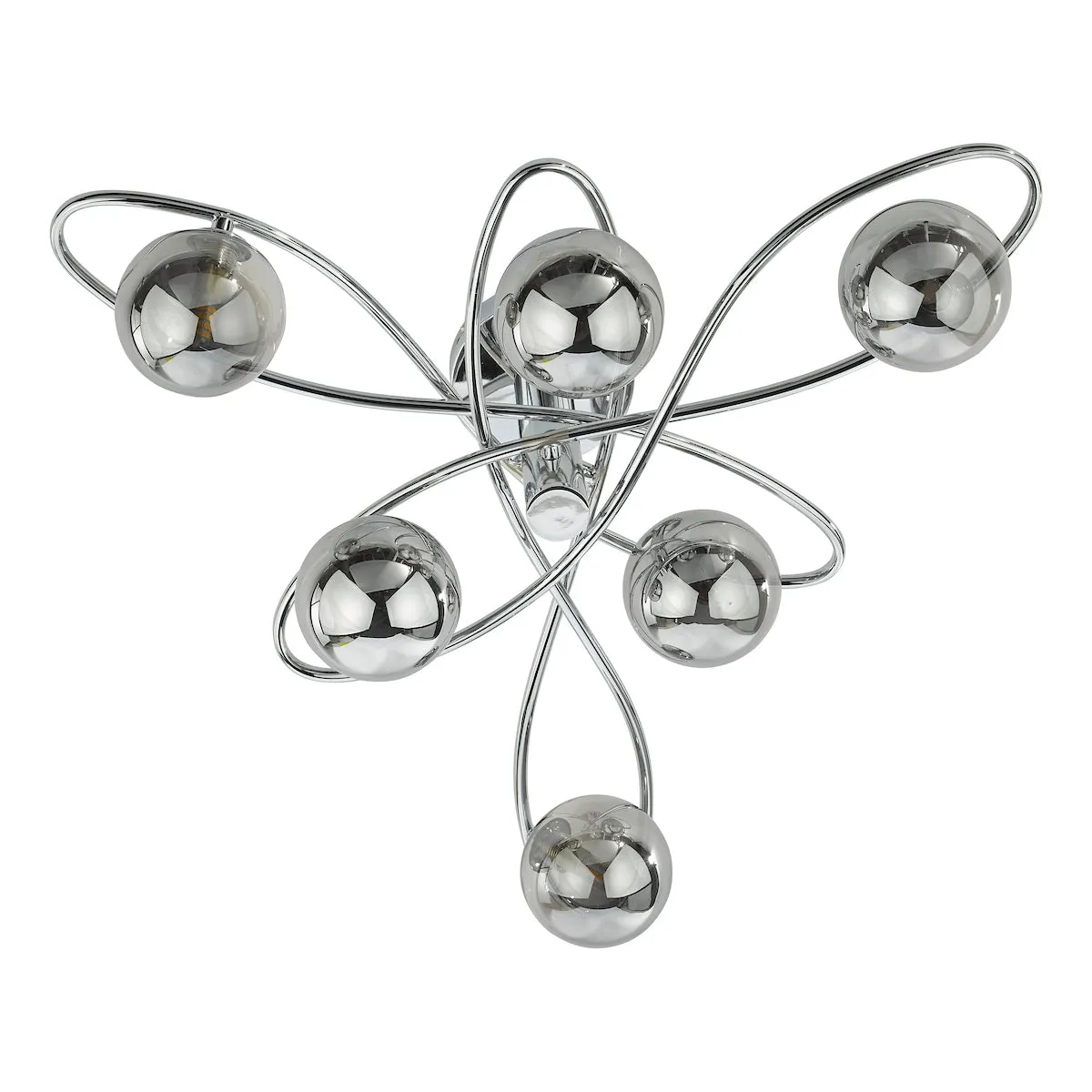 Dar Lysandra 6 Light Semi-Flush Polished Chrome and Smoked Glass