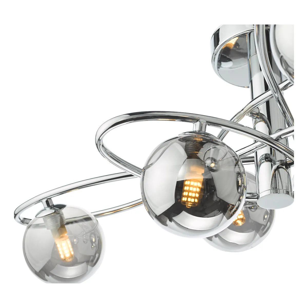 Dar Lysandra 6 Light Semi-Flush Polished Chrome and Smoked Glass