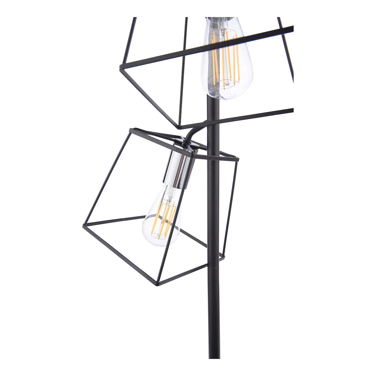 Dar Tower 3 Light Floor Lamp Matt Black and Polished Chrome