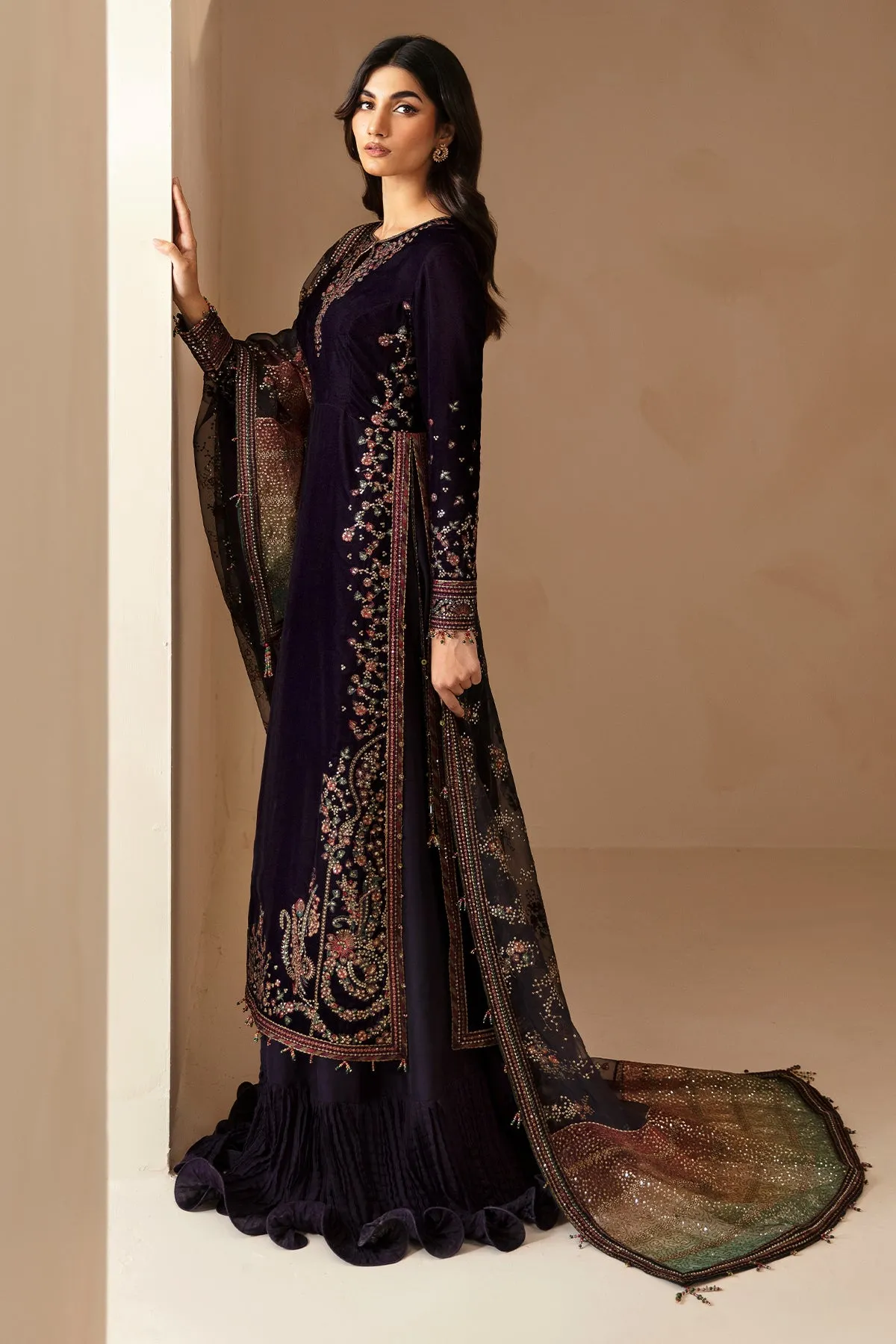 Embroidered Velvet Formal VF-2027