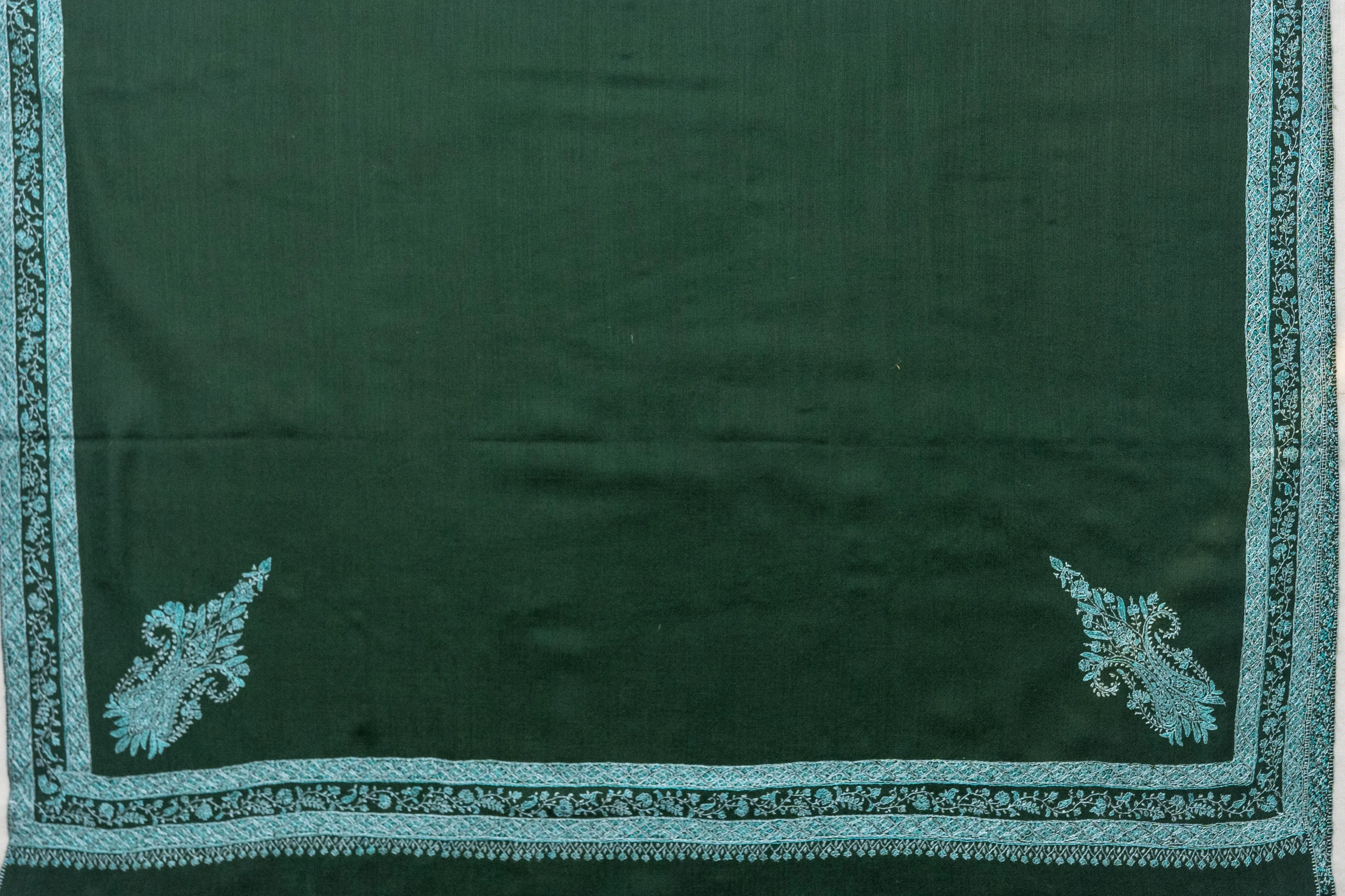 Forest Majesty - Hand-Embroidered Sozni Merino Wool Shawl
