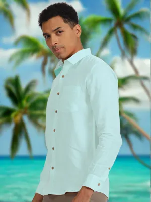 Harvey - Pure Linen Full Sleeve Shirt - Cyan Blue