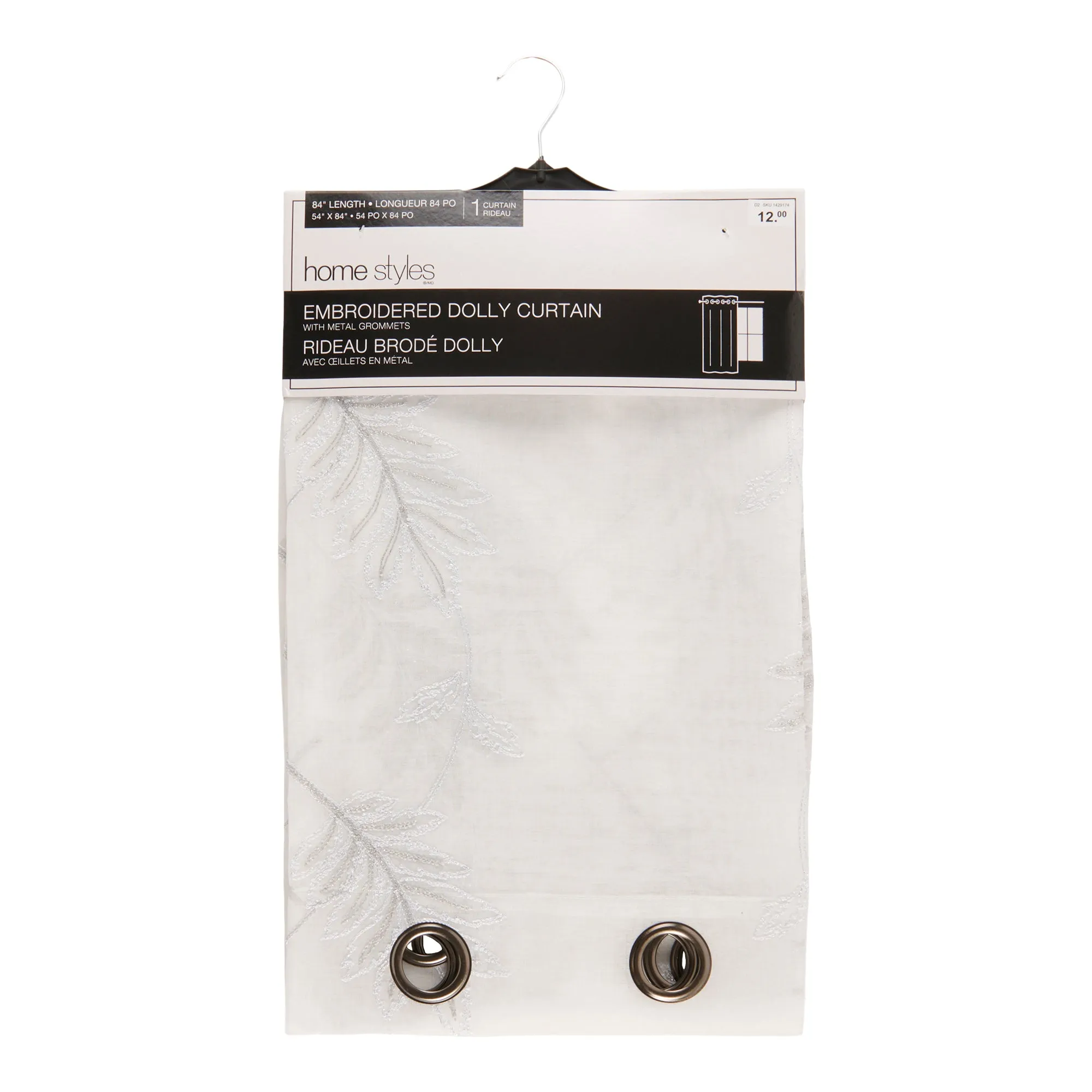 HomeStyles Embroidered Dolly Curtain, 54-in x 84-in.