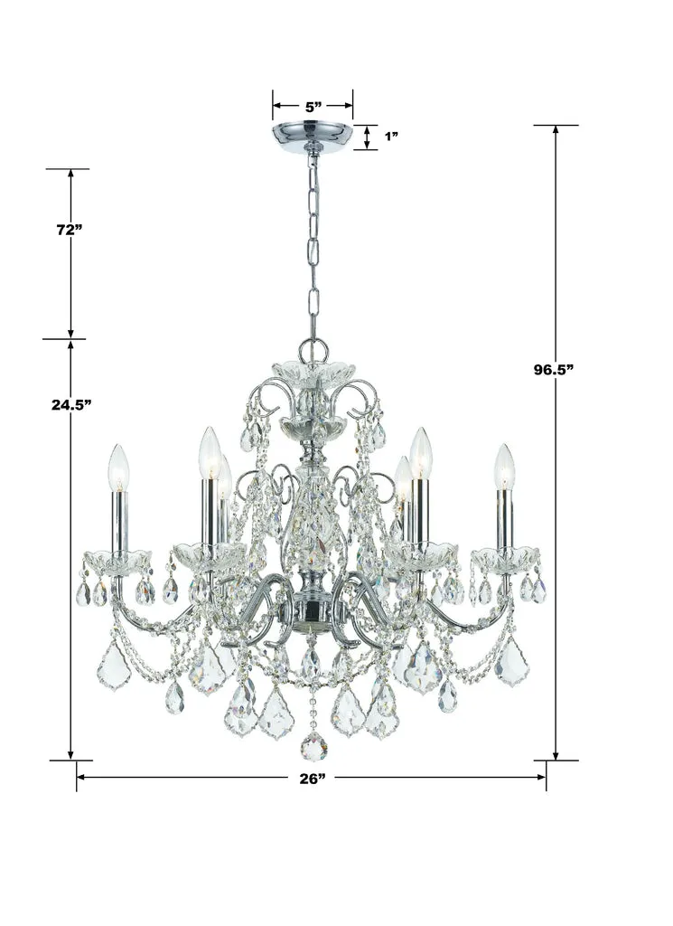 Imperial 6 Light Hand Cut Crystal Polished Chrome Chandelier