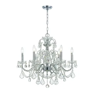 Imperial 6 Light Hand Cut Crystal Polished Chrome Chandelier