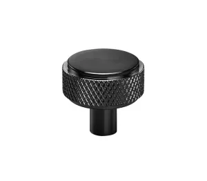 Knurled Drawer/Cupboard Knobs Matt Black Finish - 30mm