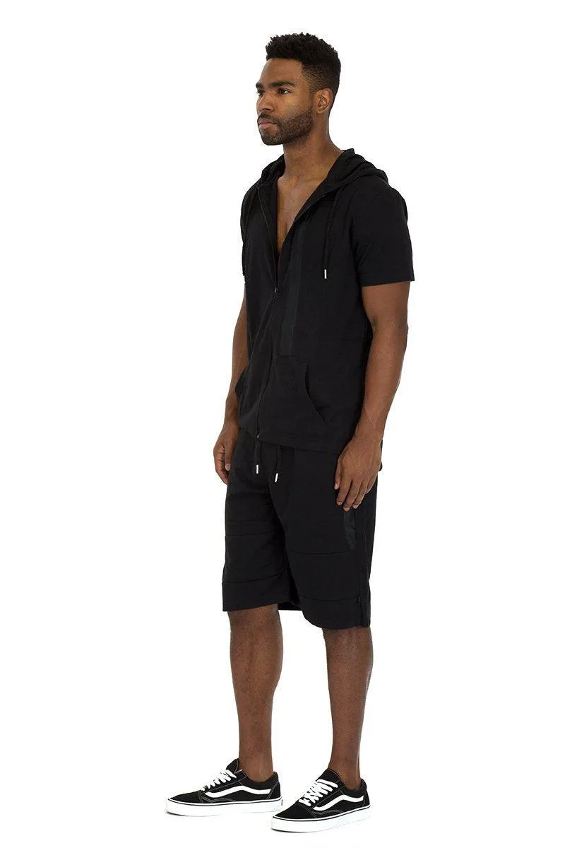 Mens Black Cage Athletic Short Set