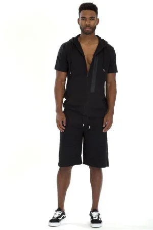 Mens Black Cage Athletic Short Set