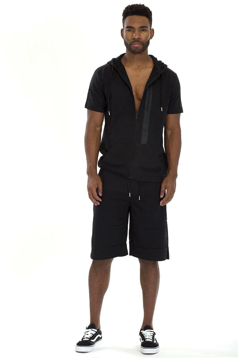 Mens Black Cage Athletic Short Set