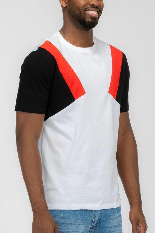Mens Color Block Short Sleeve T-shirt