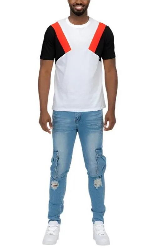 Mens Color Block Short Sleeve T-shirt
