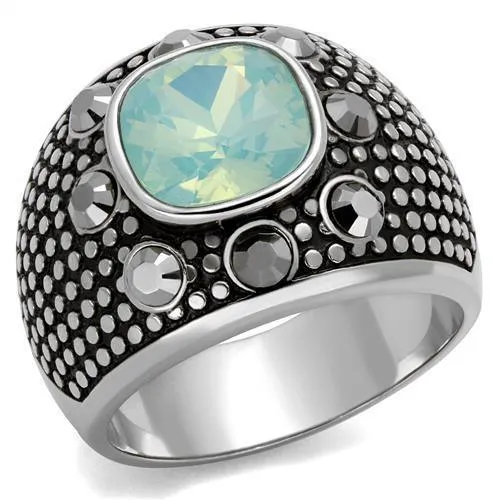 Mens Fire Opal Dotted Stainless Steel Synthetic Crystal