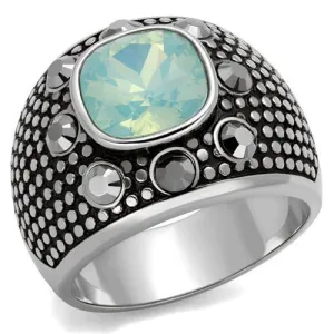 Mens Fire Opal Dotted Stainless Steel Synthetic Crystal