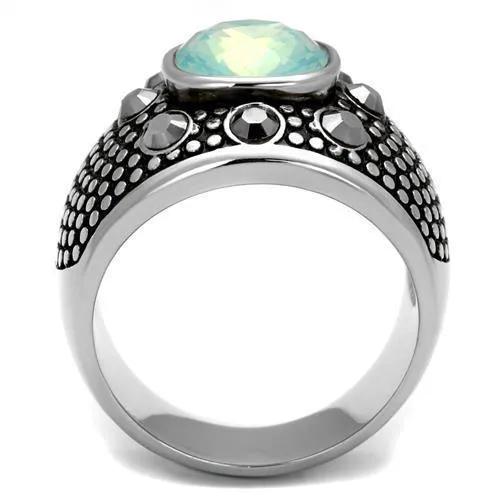 Mens Fire Opal Dotted Stainless Steel Synthetic Crystal