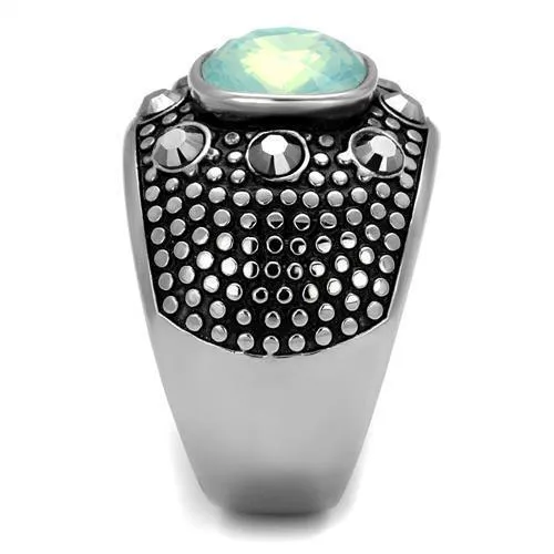 Mens Fire Opal Dotted Stainless Steel Synthetic Crystal