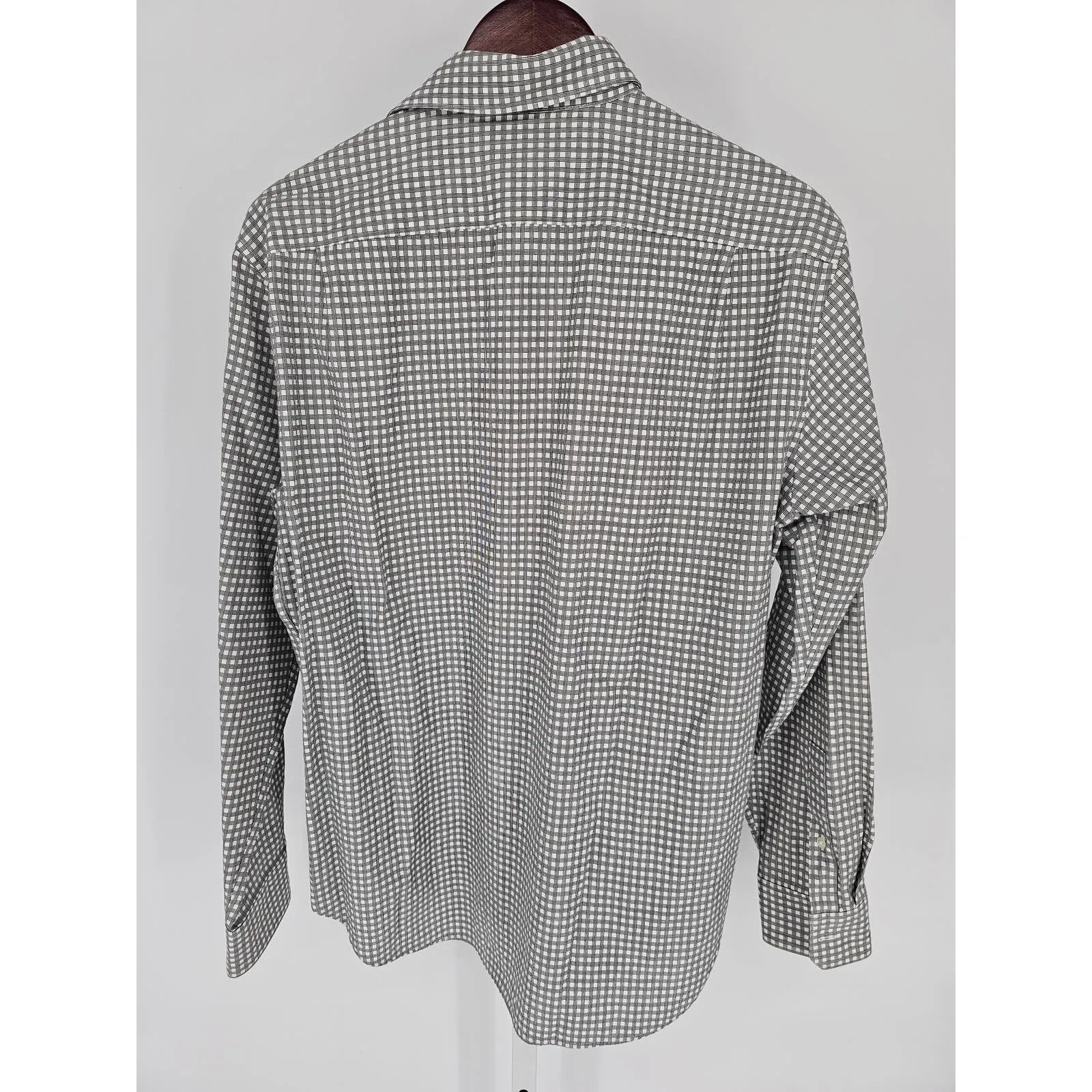 Michael by Michael Kors Mens Sz M Long Sleeve Dress Shirt Plaid Cotton Gray
