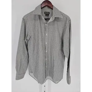 Michael by Michael Kors Mens Sz M Long Sleeve Dress Shirt Plaid Cotton Gray