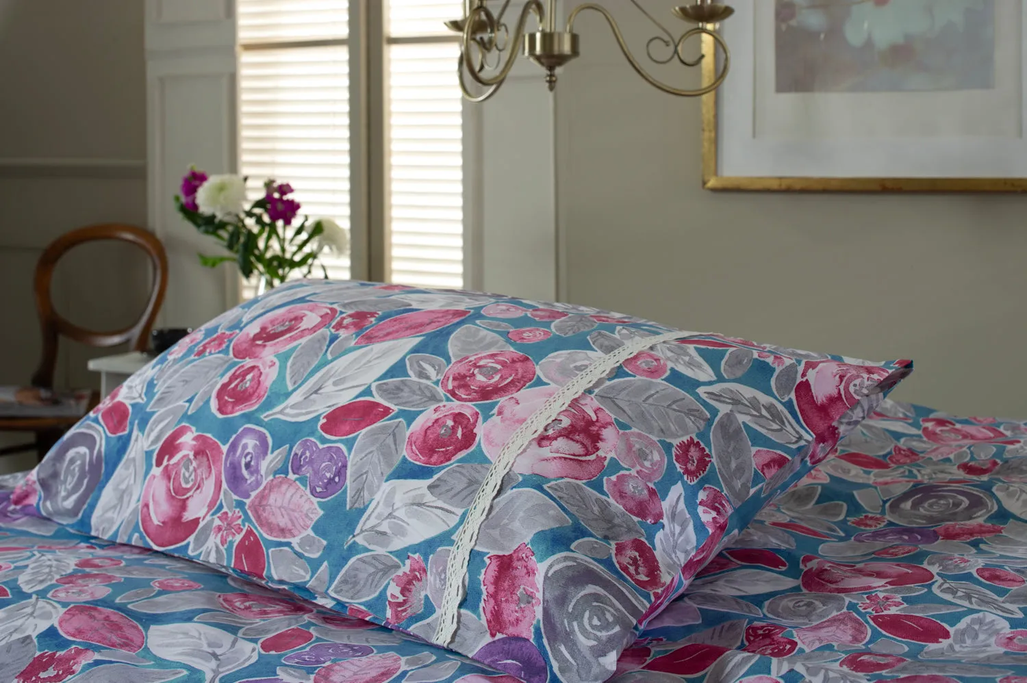 Misty Blue Printed Soft Cotton Duvet Set