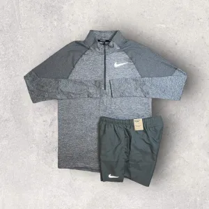 NIKE ELEMENT 1.4 ZIP/ SHORT SET - SMOKE GREY/GREY
